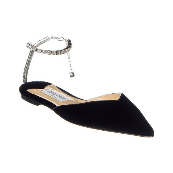 Jimmy Choo Saeda Velvet Flat Black